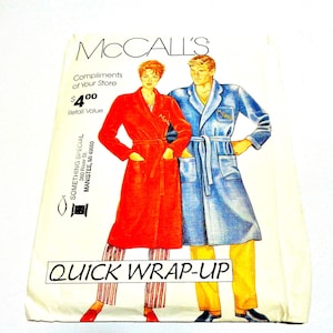 UNCUT McCalls 0011 Quick Wrap Up Men's or Misses' Robe SEWING PATTERN