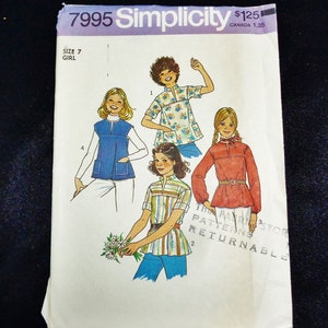 UNCUT SIMPLICITY 7995 Girls&#39; Pullover Top Sewing Pattern