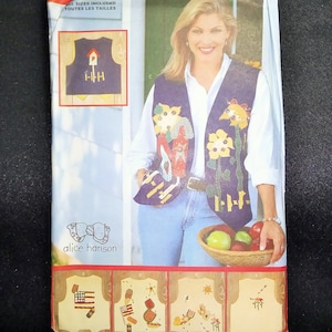 UNCUT Butterick 4911 Misses&#39; Appliqued VESTS Sewing Pattern
