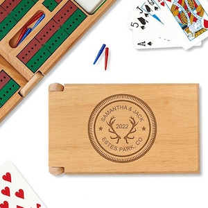 Personalized Cribbage Board Game - Engraved Antler Game Board - Board Games For Family - Winter Vacation Home Gift
