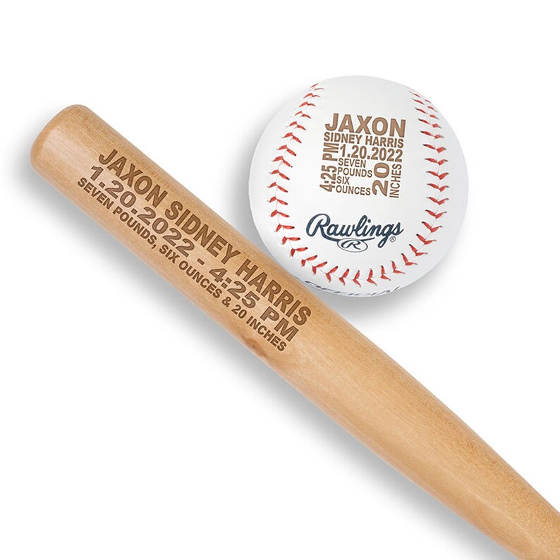 Birth Announcement Baseball and Baseball Bat New Baby Photo Prop Baseball Nursery Decor Baseball Baby Gift Newborn Keepsake image 3