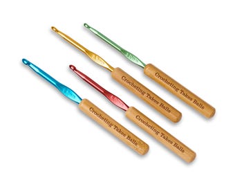 Wooden Crochet Hooks Engraved with Crochet Sayings