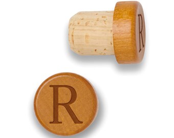 Initial Wine Stopper - Square, Circle, Letter Only