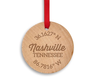 Custom Coordinate Ornament – Engraved Location Keepsake, Wedding Gift