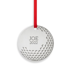Golf Ornament Personalized - Golfer Christmas Gift - Sports Team Ornament -Golf Player Present - Engraved Stainless Steel Ornament