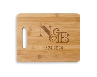 Initial Chopping Board Personalized Wedding Gift for Couples
