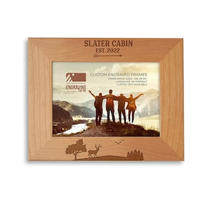 Personalized Picture Frame - Wedding Photo Frame - Vacation frame - Memory Adventures Frame - Woodland Theme Engraved Alder Wood Frame
