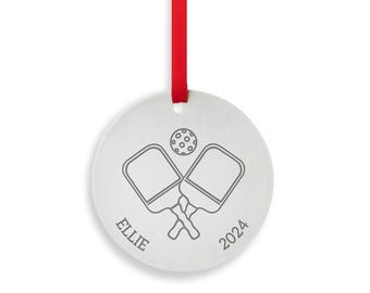 Pickleball Christmas Ornament - Stainless Steel