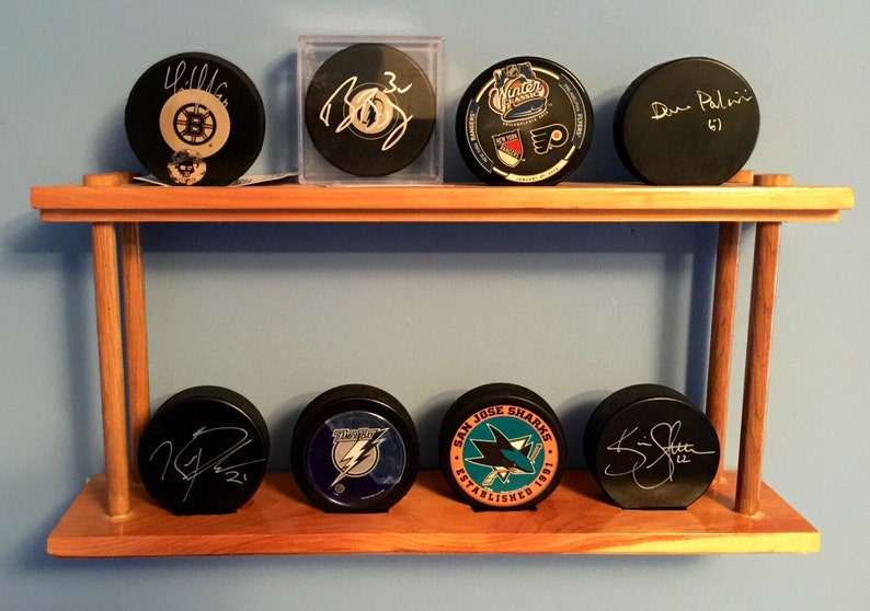 Hockey Puck Display Shelf Puck Display Puck Showcase Wooden Etsy