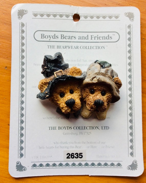 Vintage Boyds Bears Two Bear Heads Pin Brooch #26… - image 1