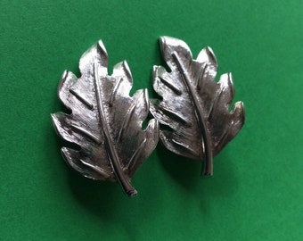 Kramer Silver Clip-on Leaf Earrings