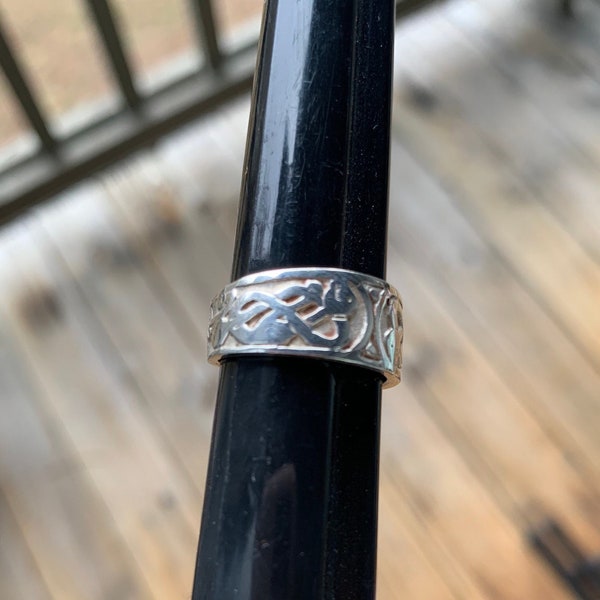 Celtic Dragon Sterling Silver Ring Band Strength and Wisdom Celtic Symbol