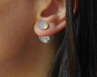Pendientes de perlas blancas, Pendientes de doble cara, Pendientes de perlas, Regalos para ella