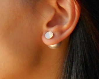 Pendientes de perla de doble cara, cristal de Swarovski, plata de ley bañada en oro