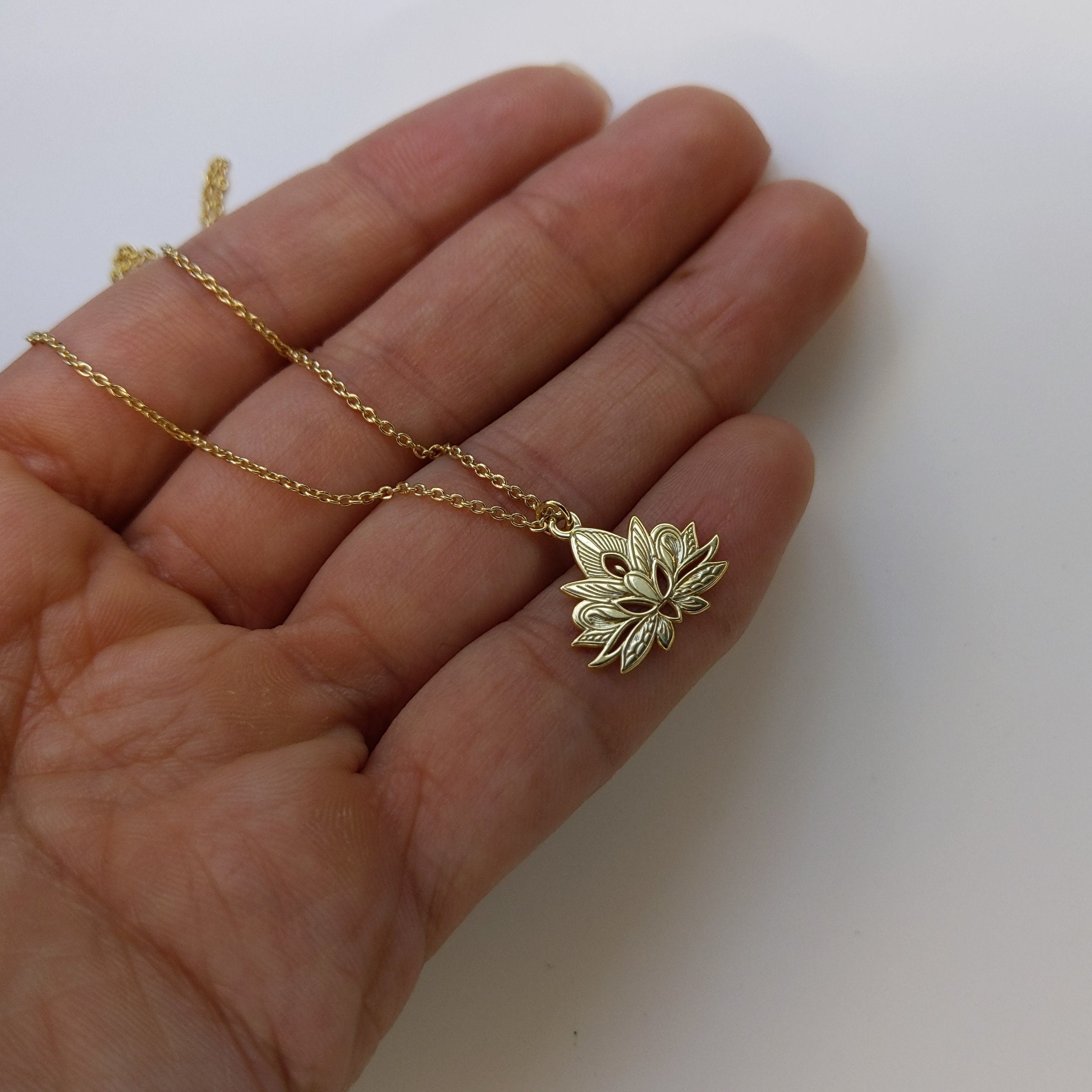 Gold Lotus Necklace, Lotus Pendant Necklace - Etsy Gold Lotus Necklace, Lotus Pendant Necklace - Etsy