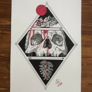 One of a Kind -  BLOODMOON - Red Hand Done- Art print by We Are All Corrupted