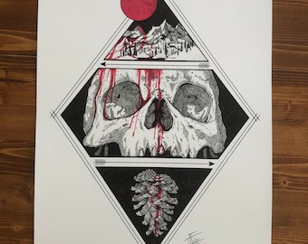 One of a Kind -  BLOODMOON - Red Hand Done- Art print by We Are All Corrupted