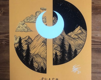 Chasm - Signed edition of 100 - yellow Art print by We Are All Corrupted