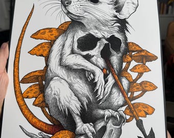 One of a Kind - Hand watercolored piece - Free Shipping!