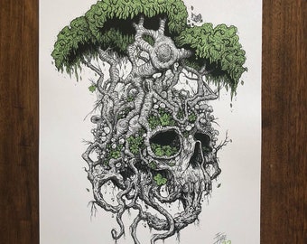 Each One of a Kind -  Green Hand Done- Art print by We Are All Corrupted