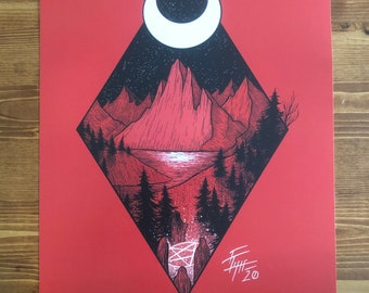 Ritual - Signed Red Art print by We Are All Corrupted