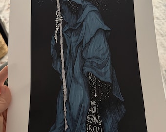 One of a Kind - blue colors w lyrics hand done - EACH UNIQUE - Free Shipping!
