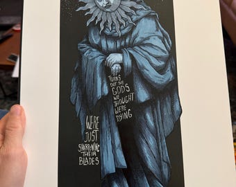 One of a Kind - blue colors w lyrics hand done - EACH UNIQUE - Free Shipping!