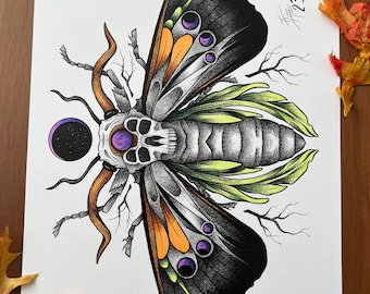 Único en su tipo - SOLO UNO DISPONIBLE - Colores de Halloween adornados a mano - ¡Envío gratis! listado especial 24x36