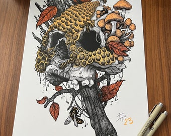 One of a Kind - Autumn colors hand embellished - Free Shipping!