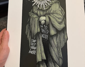 One of a Kind - greens colors hand done - EACH UNIQUE - Free Shipping! Sleep Token Quote
