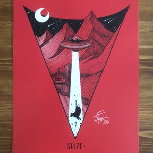 Seize - Impresión artística roja firmada limitada de We Are All Corrupted