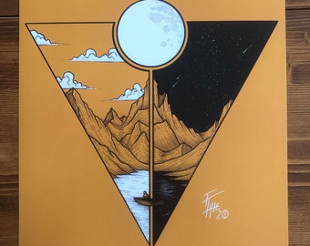 Duality - Signed yellow Art print by We Are All Corrupted