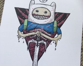 Finn - Demented Adv Time - Art print by We Are All Corrupted