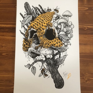 Pièce unique en son genre - Or peint à la main - Impression d'art par We Are All Corrupted