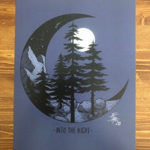 Into The Night  - Signed Blue Art print by We Are All Corrupted