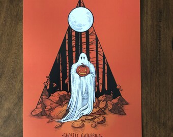HALLOWEEN Set 2 - Ghostly Gathering & Autumn Offering - Orange Halloween Art prints by We Are All Corrupted