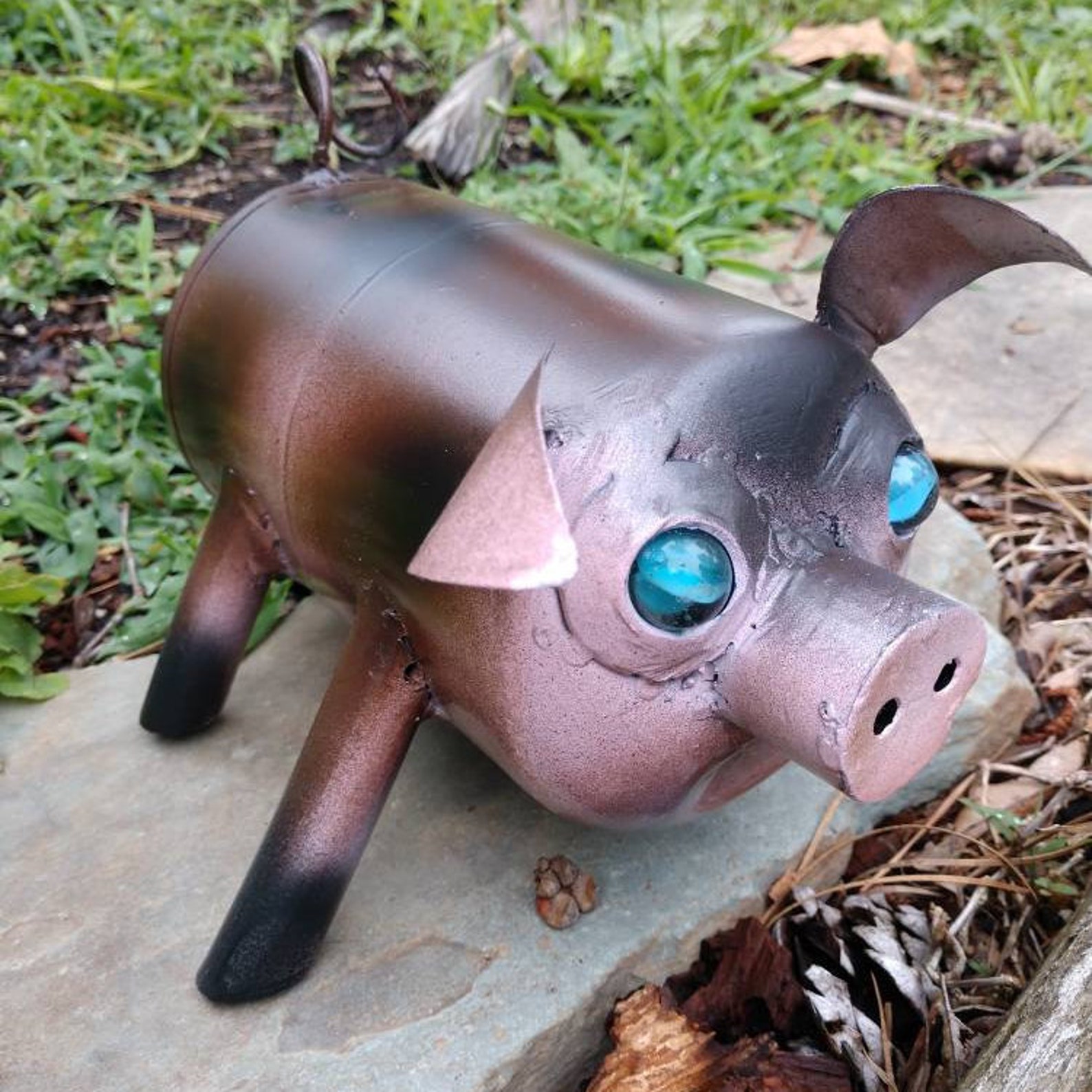 Piglet Yard Art Welded Yard ArtRecycled Yard Art Pink Pig Etsy