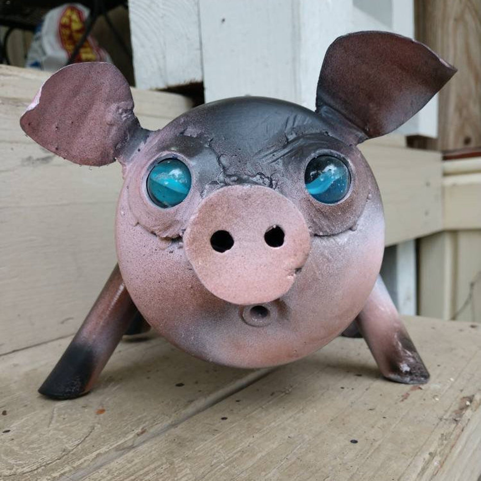 Piglet Yard Art Welded Yard ArtRecycled Yard Art Pink Pig Etsy