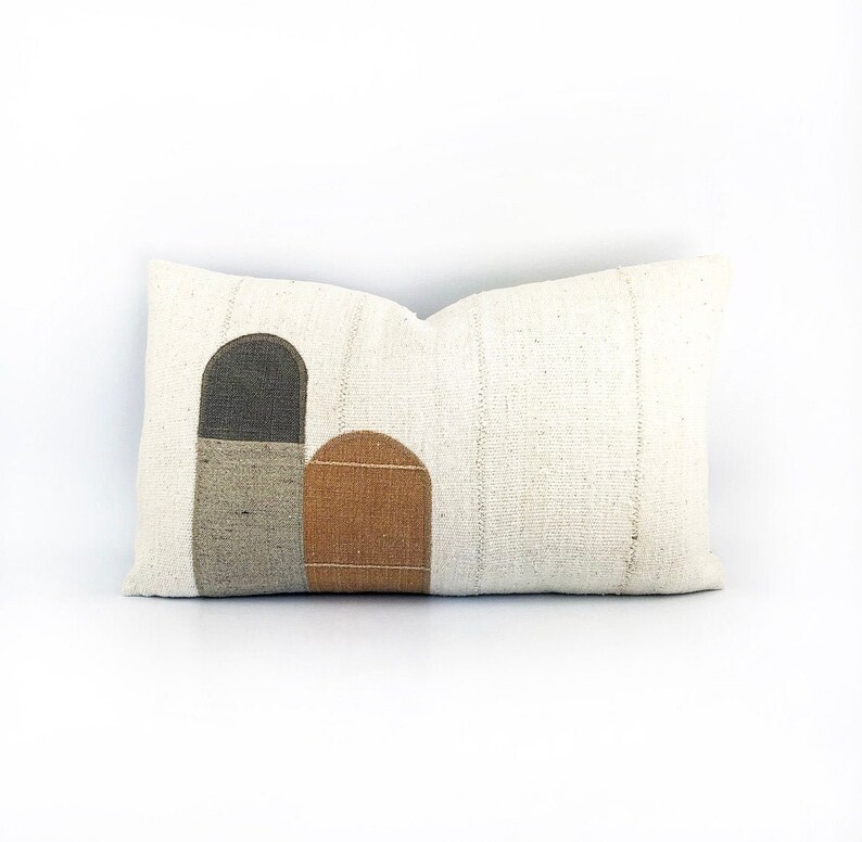 African Mudcloth And Linen Modern Lumbar Pillow Cover 14x24 Etsy