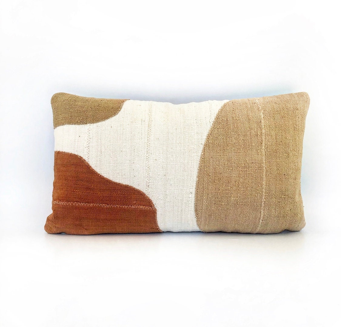 African Mudcloth Modern Abstract Lumbar Pillow Cover 14x24