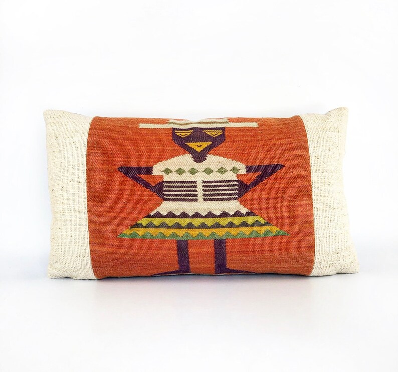Vintage Mexican Wool Woven Textile Lumbar Pillow Cover 14x24 Etsy