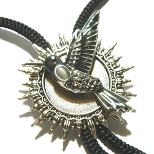 Golden Blue Hummingbird Bolo Tie Black silver fashion jewelry unique Valentine Day birthday gift, groomsman wedding, honeymoon surprise
