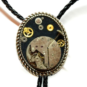 Moda cósmica Steampunk Bolo Tie Full Moon bootlace tie bolo luna de miel sorpresa inusual pequeño reloj de plata estrellas regalo de joyería para hombres