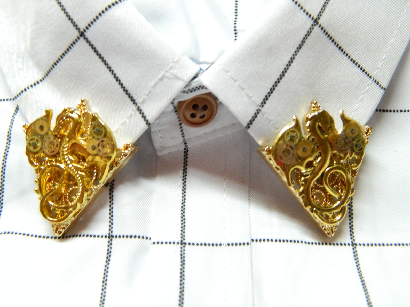 Steampunk Dragons Collar Pins Cardigan Clips Year 2024 Bronze, Golden ...