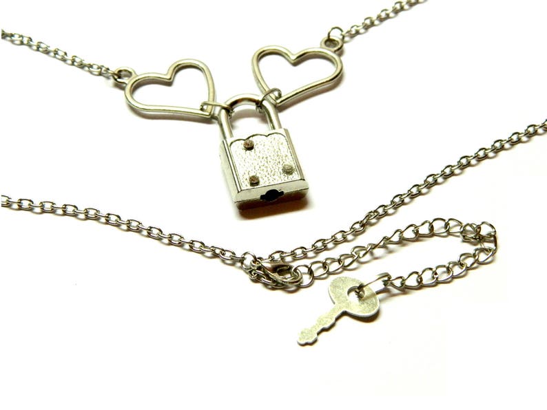 Heart Padlock Necklace Perfect for couples Steampunk silver Etsy