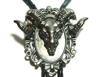 Ram Skull Bolo Tie Capricorn King, Unique Silver gold graphite Zodiac sign birthday gift man, honeymoon surprise goat royal, fashion jewelry