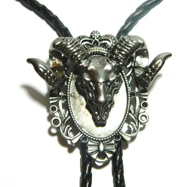 Ram Skull Bolo Tie Capricorn King, Unique Silver gold graphite Zodiac sign birthday gift man, honeymoon surprise goat royal, fashion jewelry