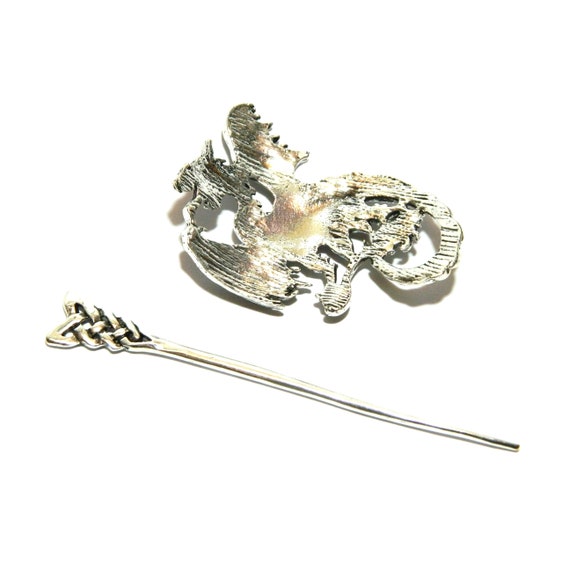 Celtic Dragon fibula hair clip pin brooch scarf D… - image 3