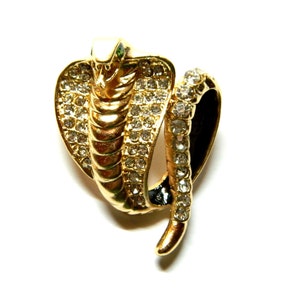 Snakes Cobra brooch boutonniere vintage silver golden collar pin clip lapel honeymoon surprise, fashion accessory, cardigan hat cravat stick Golden Snake Cobra