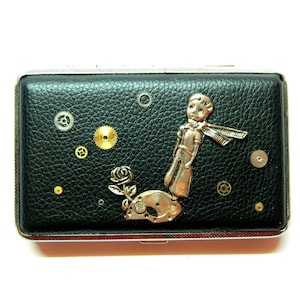 Steampunk Planet Little Rose, tolles Geburtstagsgeschenk, ausgefallenes Geschenk Junge, Prinz, Mann, schwarz-braune Box, Zigarettendose, Visitenkartenetui, Kreditetui